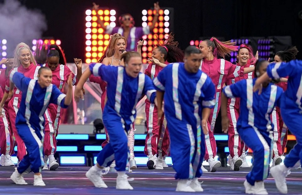 Performers students and graduates open the UEFA women’s Euro final at Wembley with Becky Hill