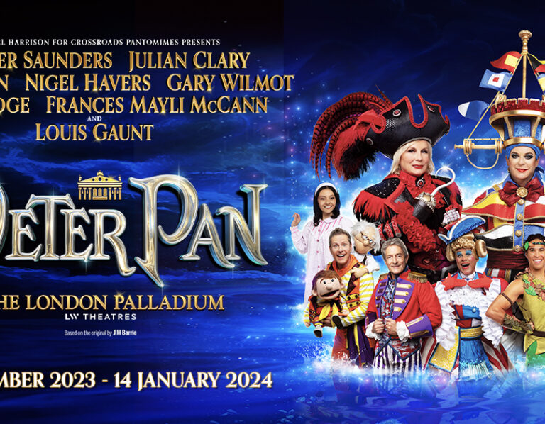 Promotional poster of Peter Pan at the Palladium featuring cast faces